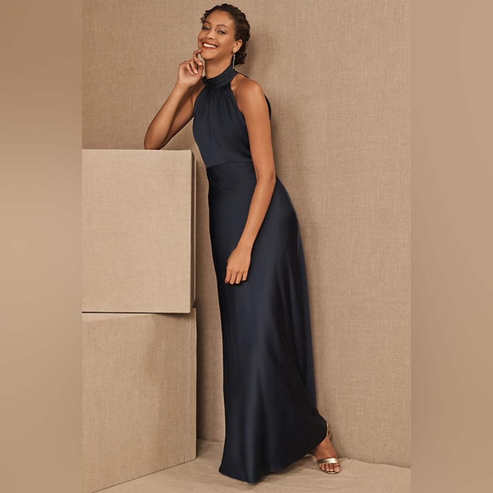 BHLDN Esme Halter Maxi Navy Dress Size 6